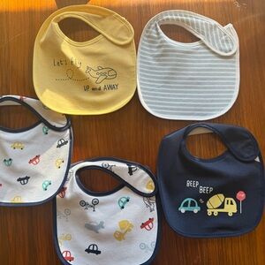 Vibrant Yellow and Blue Baby Bibs with Decorative Edges